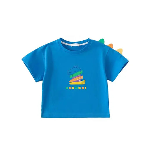 2024 High Quality colorful cute animal printed short sleeve kids t-shirt boys for summer