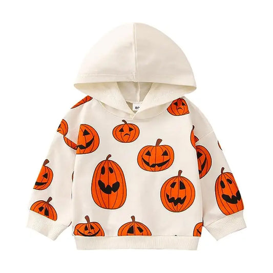 2023 Hot Sale Halloween Pumpkin Printed Kid Long Sleeve Hoodie Pullover Sweatshirt Tops for girls