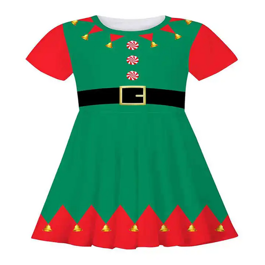 2024 Factory Direct Sales European American Style Printed Short Sleeve Girls Dress for Children's Clothing