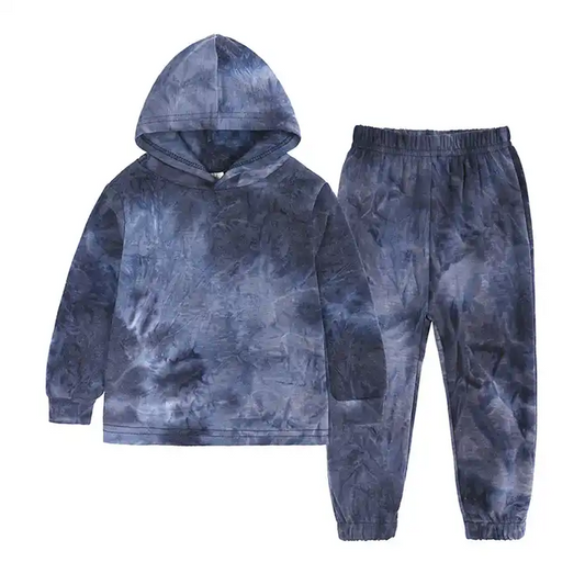 2024 Hot Sale Tie dye printed tops and pants 2 pcs suit boys hoodie set for kids clothing